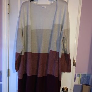 Multicolored knee length cardigan